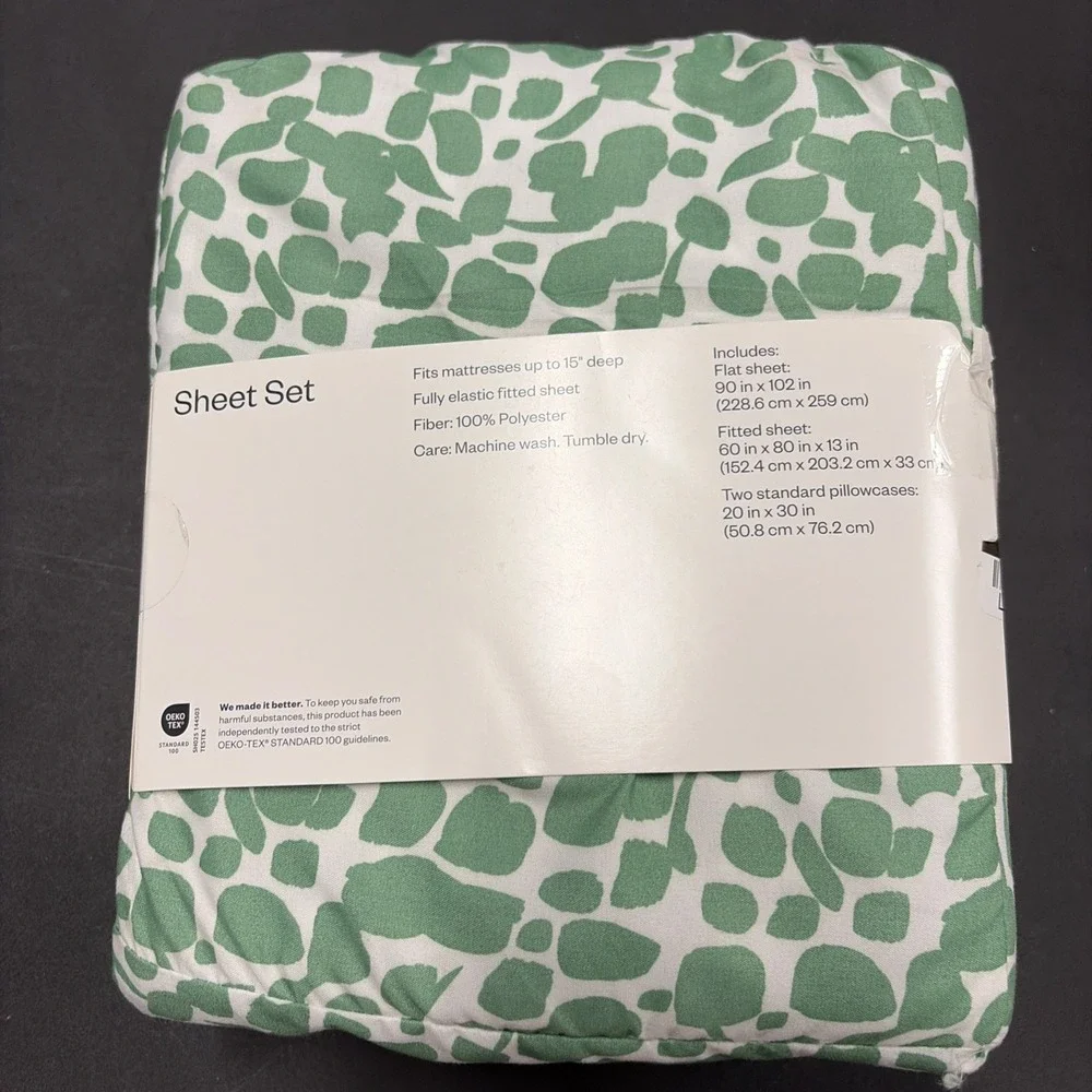 Green Spotted Room Essentials Wrinkle Resistant Microfiber Sheet Set Queen 20612